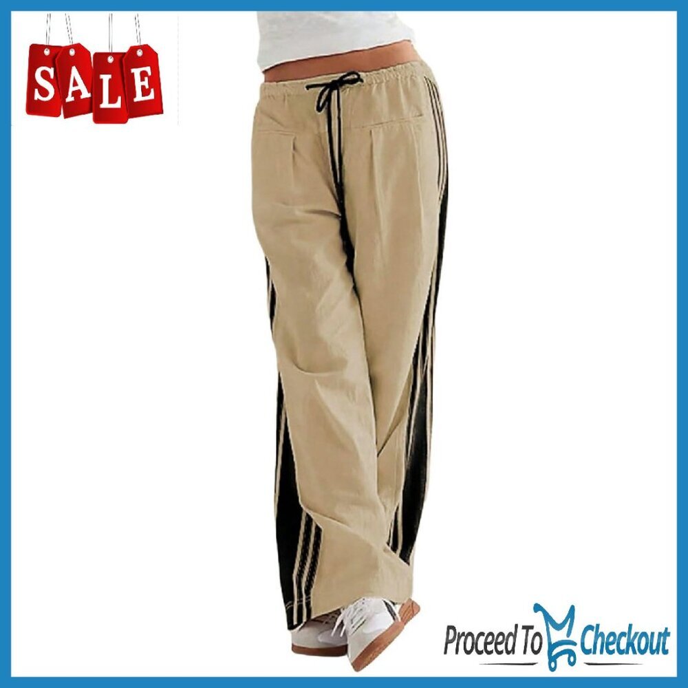 Drawstring Waist Wide Leg Pants With Pockets Casual Lounge Wear